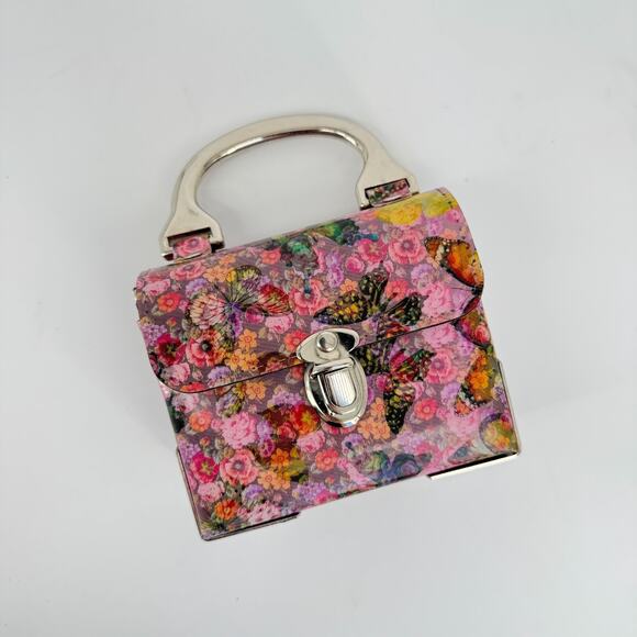 Vtg 90s Holographic Butterfly Box Purse Mini Rare Floral Handbag Made USA Y2K - Picture 3 of 9